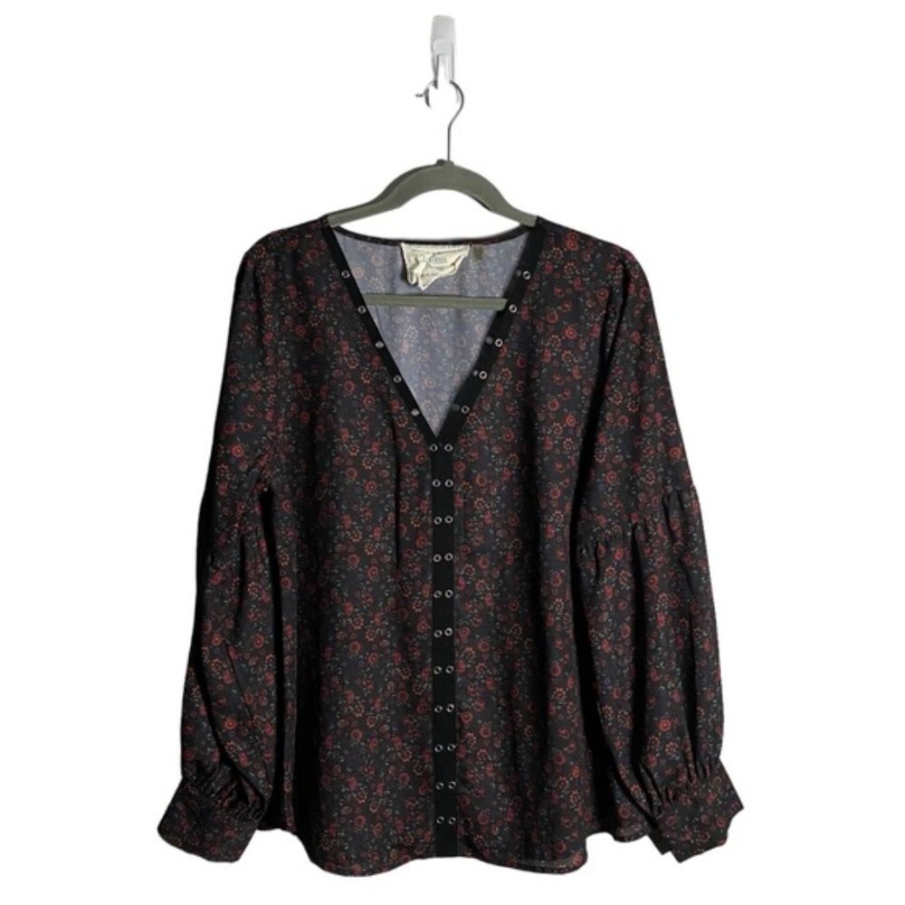 California Moonrise Women's Floral V-Neck Blouse